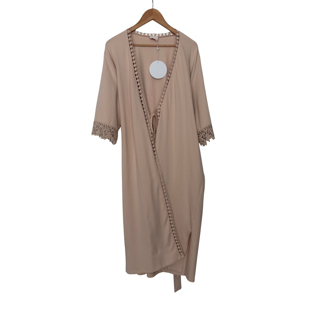 Le Rose Stories Blush Pink Romantic Fairy Boho Lace Trim Robe Style LR1994 NWT